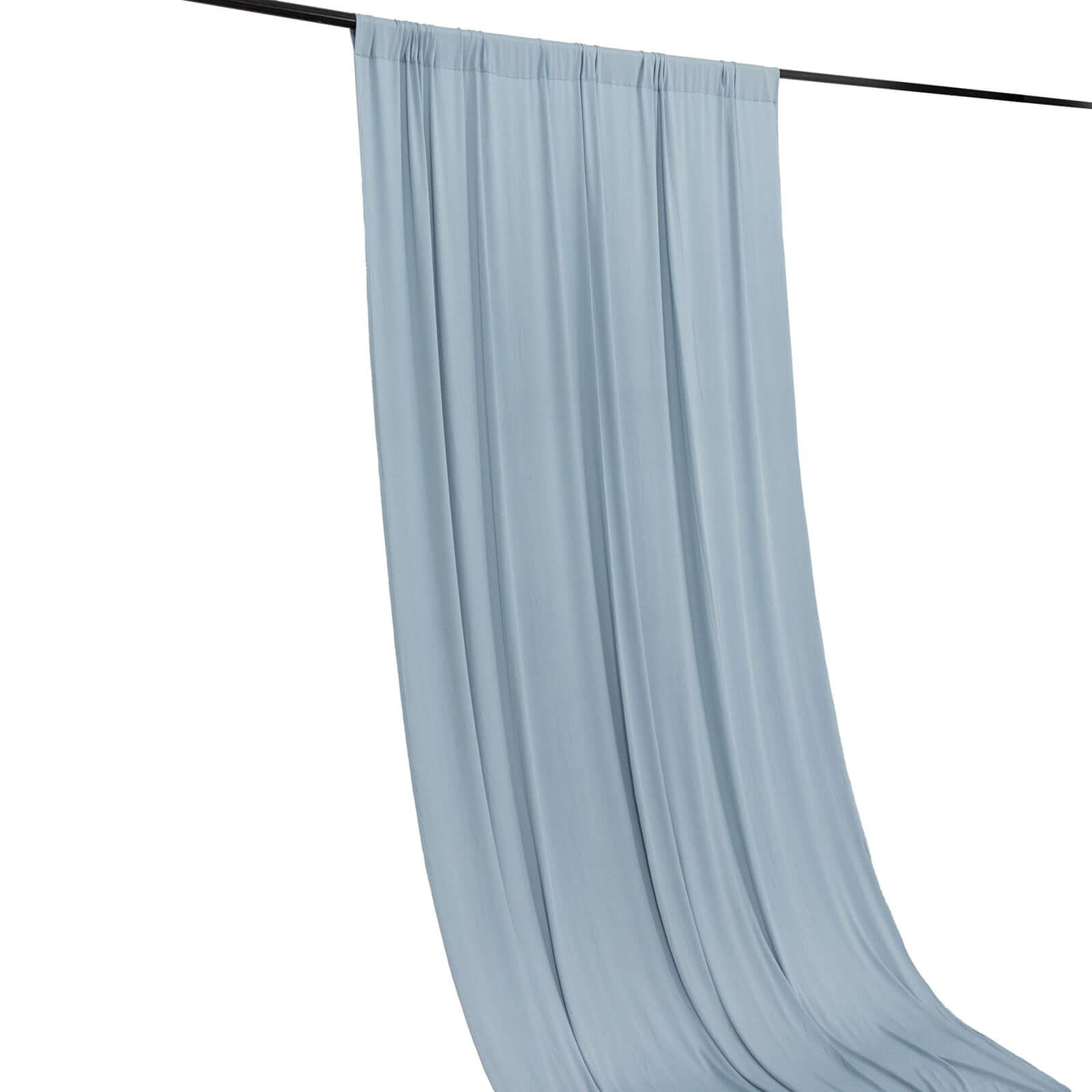 Dusty Blue 4-Way Stretch Spandex Event Curtain Drapes, Wrinkle Free Backdrop Event Panel with Rod Pockets - 5ftx16ft
