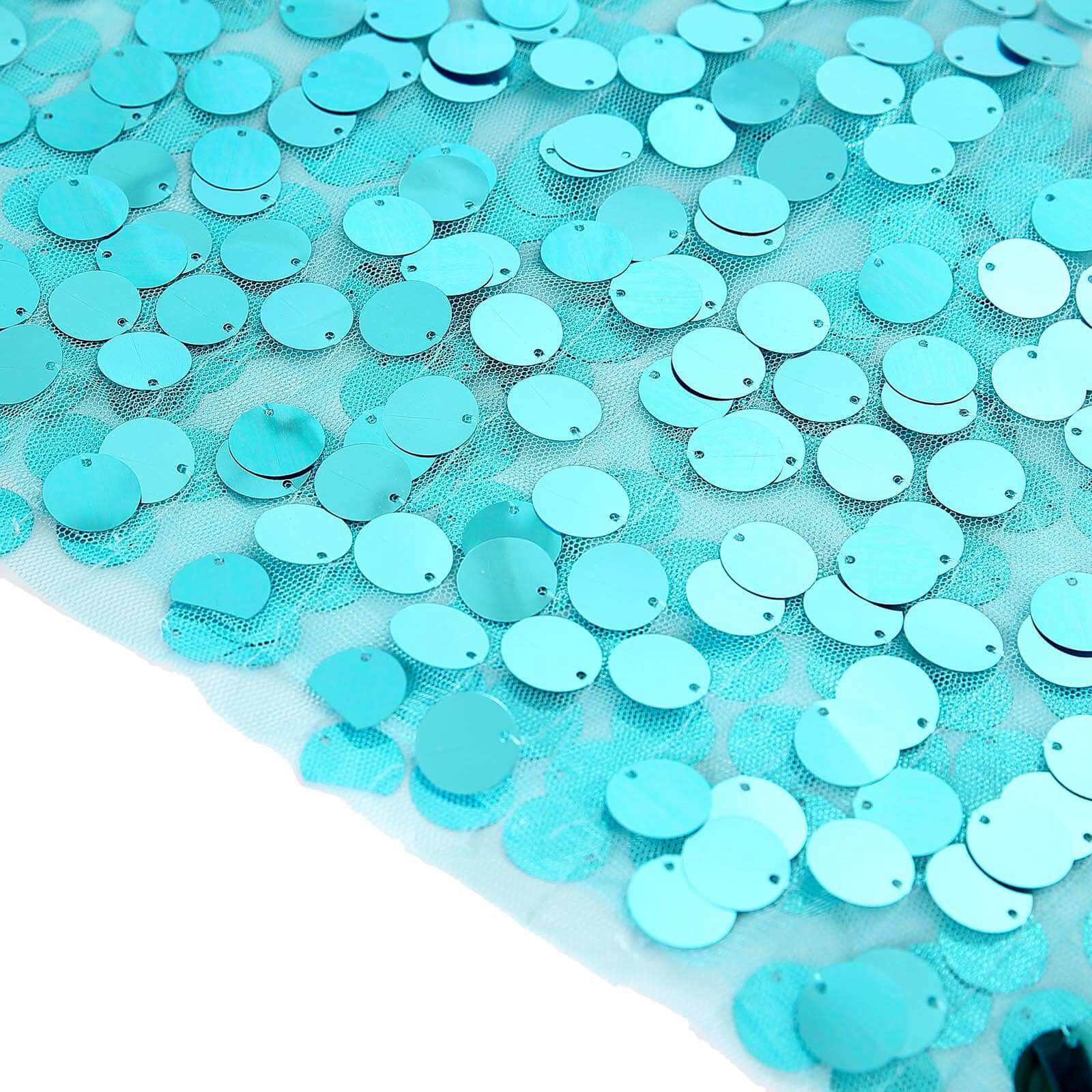 5 Pack Big Payette Sequin 13"x10" Chair Sash Bands Turquoise - Stylish Glittering Decor for Weddings & Gatherings