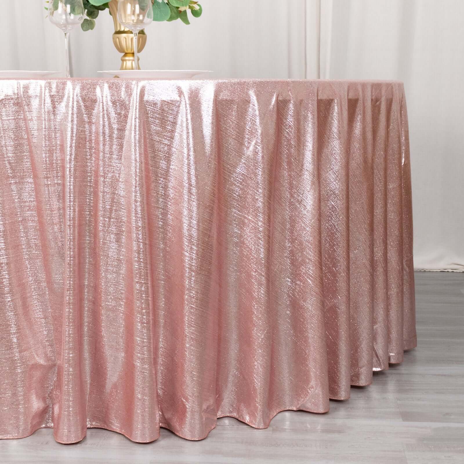 Sequin Dots Polyester Round 120" Tablecloth Shimmering Rose Gold - Wrinkle Free & Sparkling Table Cover