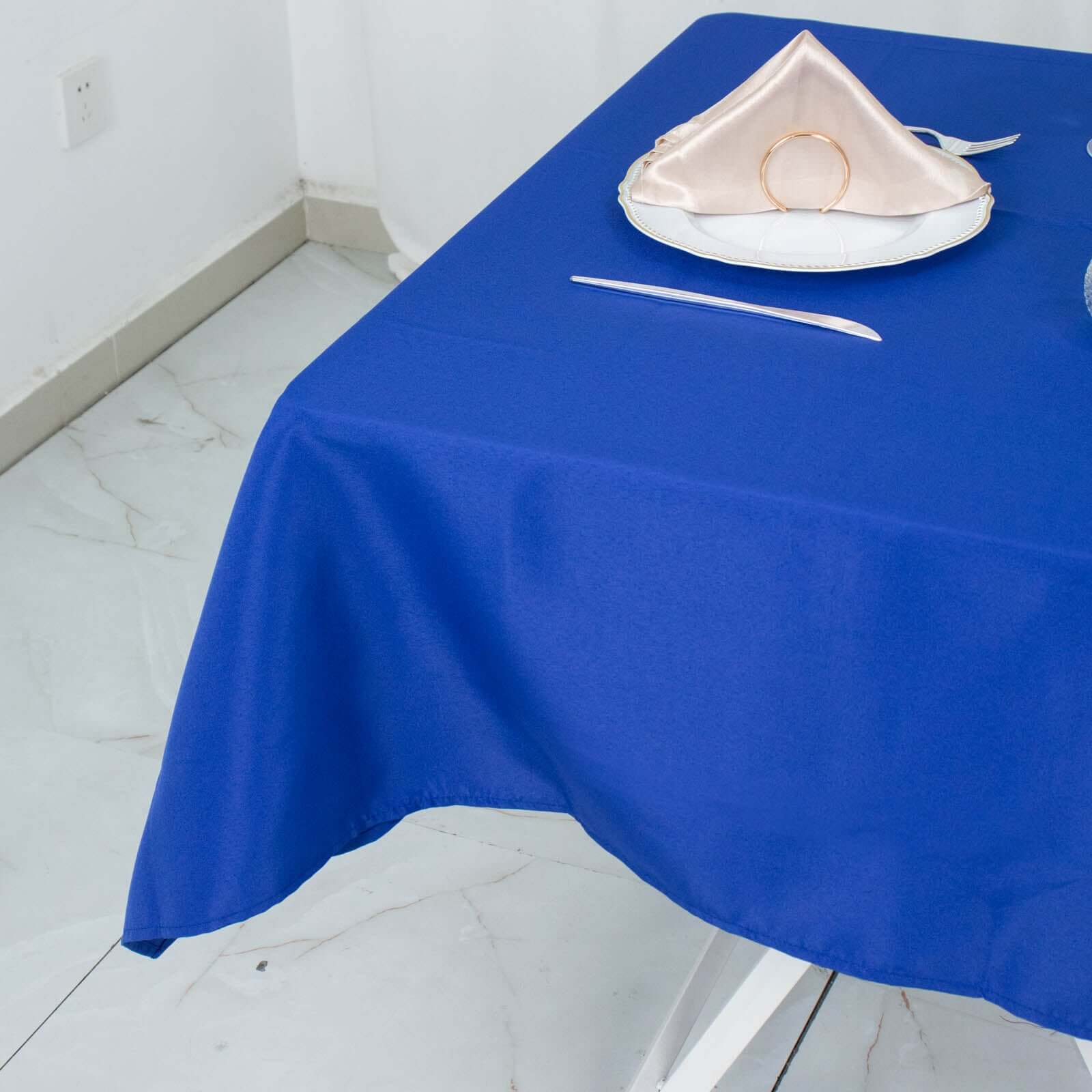 Premium Polyester 54"x54" Square Tablecloth Royal Blue - Stain and Wrinkle-Resistant 220GSM Table Cover