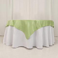 Lamour Satin 54"x54" Table Overlay Square Tablecloth Sage Green - Durable & Silk-Like Table Cover