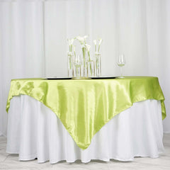 Satin 72"x72" Table Overlay Square Tablecloth Apple Green - Smooth Finish Table Cover
