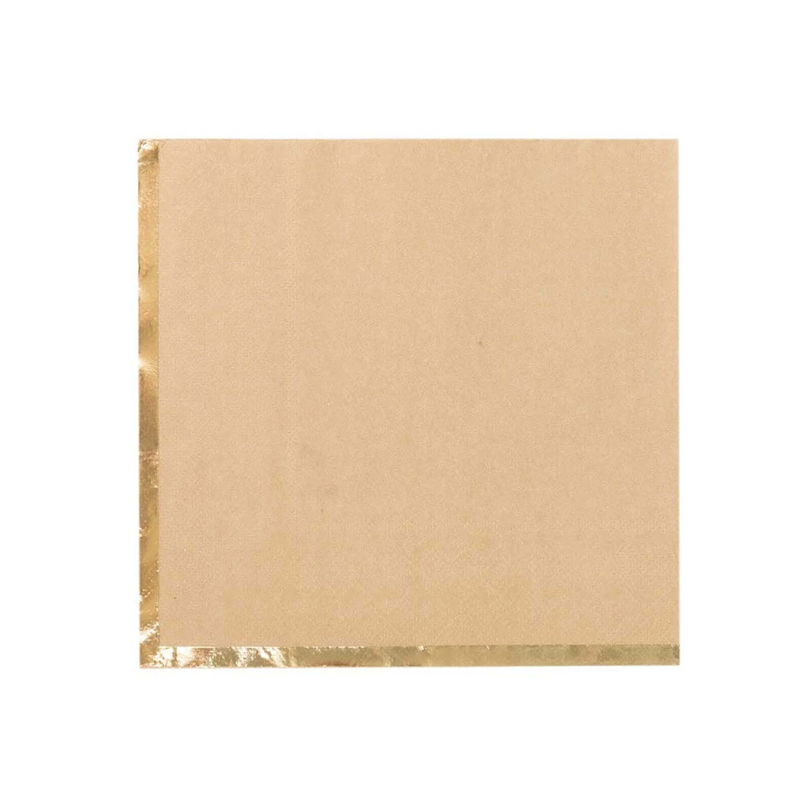 50-Pack Paper Beverage Napkins with Gold Foil Edge Natural - Disposable 2 Ply Cocktail Napkins for Events 6.5"x6.5"