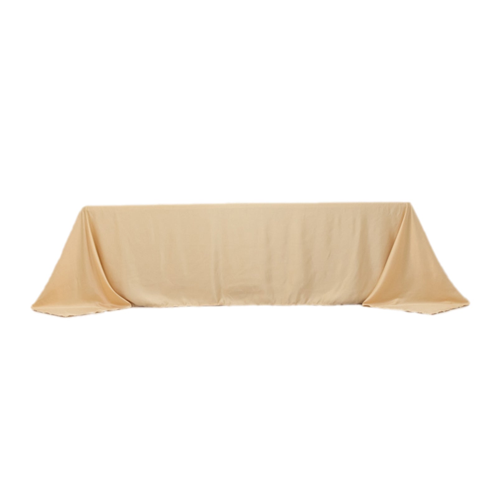 Lamour Satin 90"x156" Rectangle Tablecloth Beige - Luxurious, Soft Seamless Table Cover