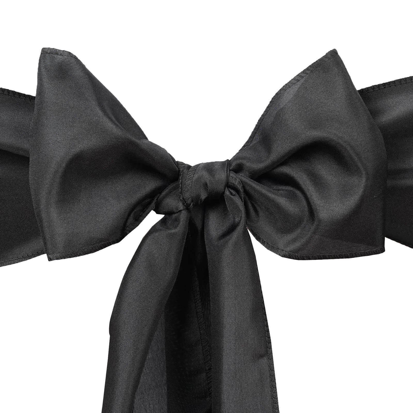 5 Pack Polyester Chair Sashes Black - Subtle Elegance for Special Occasions 6"x108"