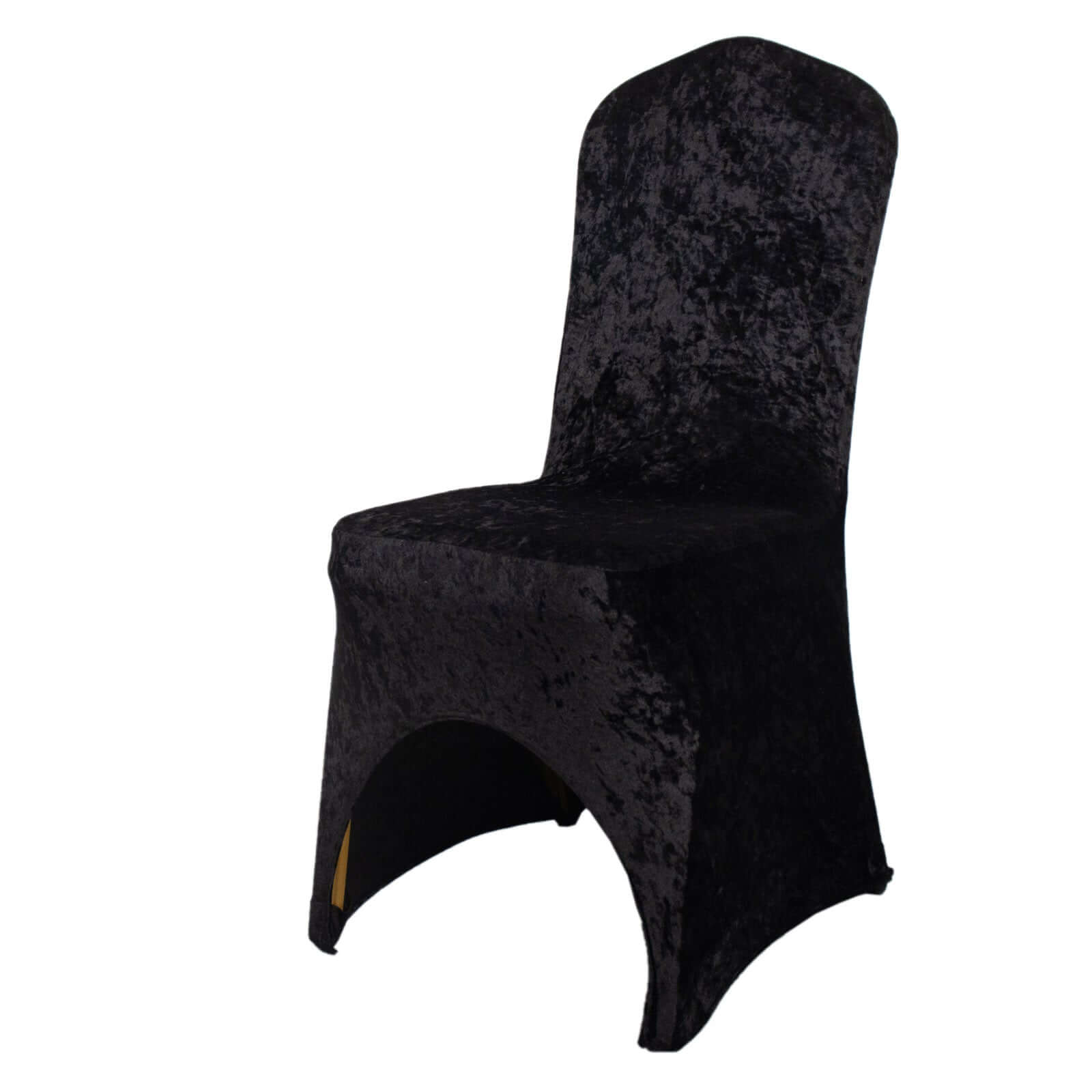 Crushed Velvet Spandex Banquet Chair Cover Fitted Slipcover Black - Stretch 190GSM Slipcover with Foot Pockets
