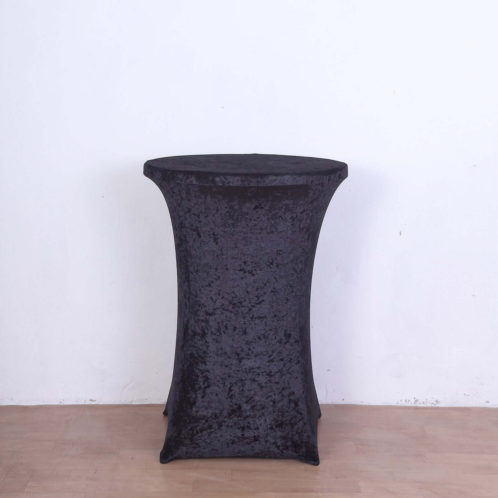 Crushed Velvet Spandex 30" Round Cocktail Table Cover Black Smooth Highboy Tablecloth