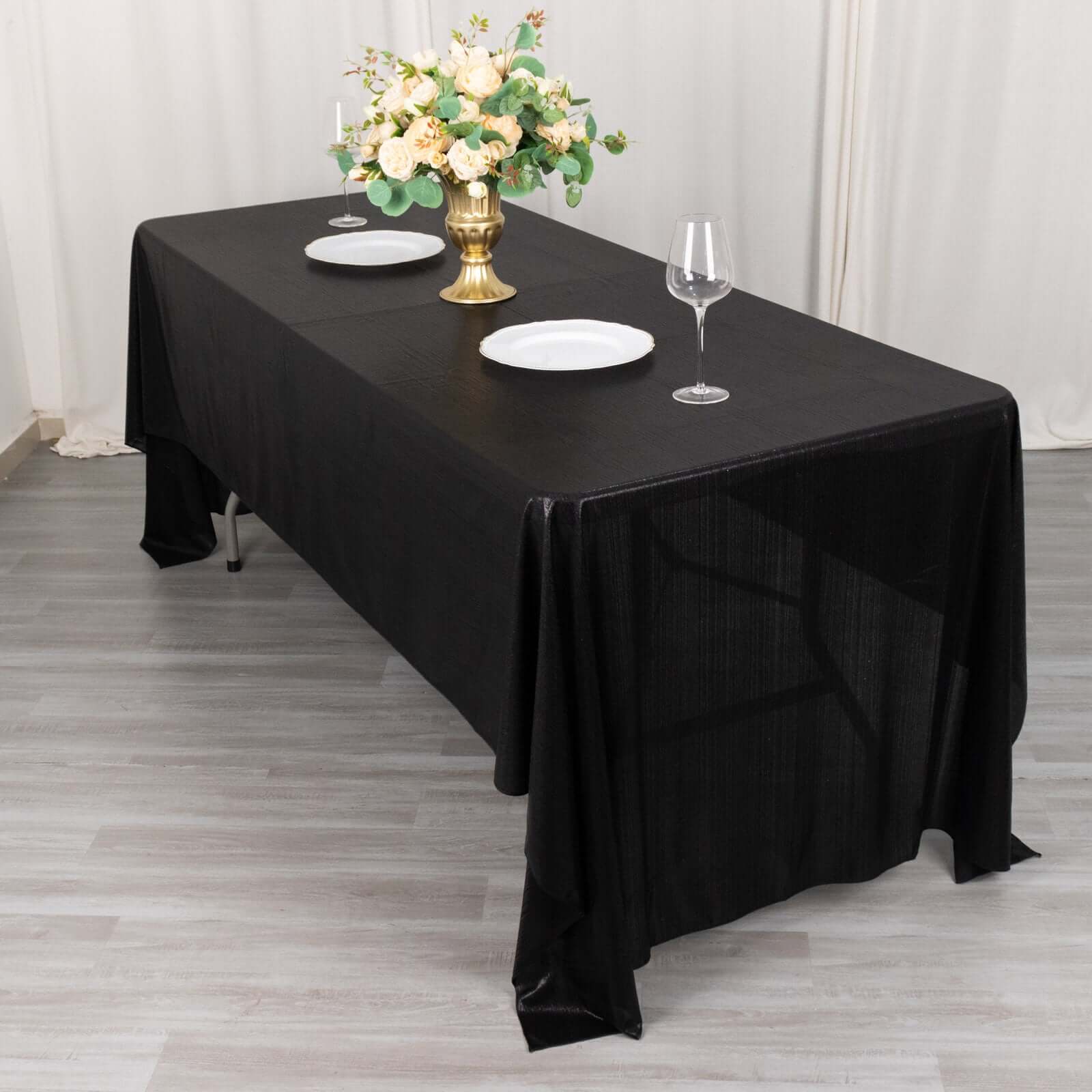 Sequin Dots Polyester 60"x126" Rectangle Tablecloth Shimmering Black - Wrinkle Free & Sparkling Table Cover