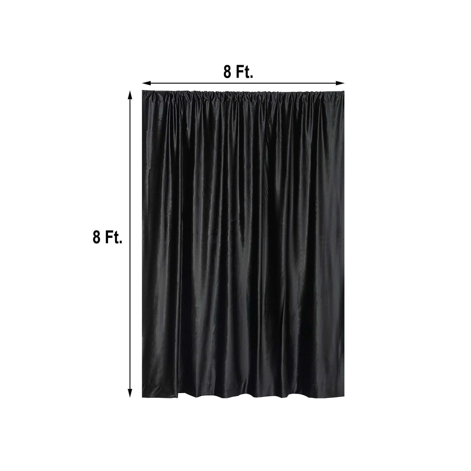 Black Crushed Velvet Backdrop Curtain – 8ft x 8ft Event Drape with Rod Pocket, Privacy Panel for Photo Booths & Events