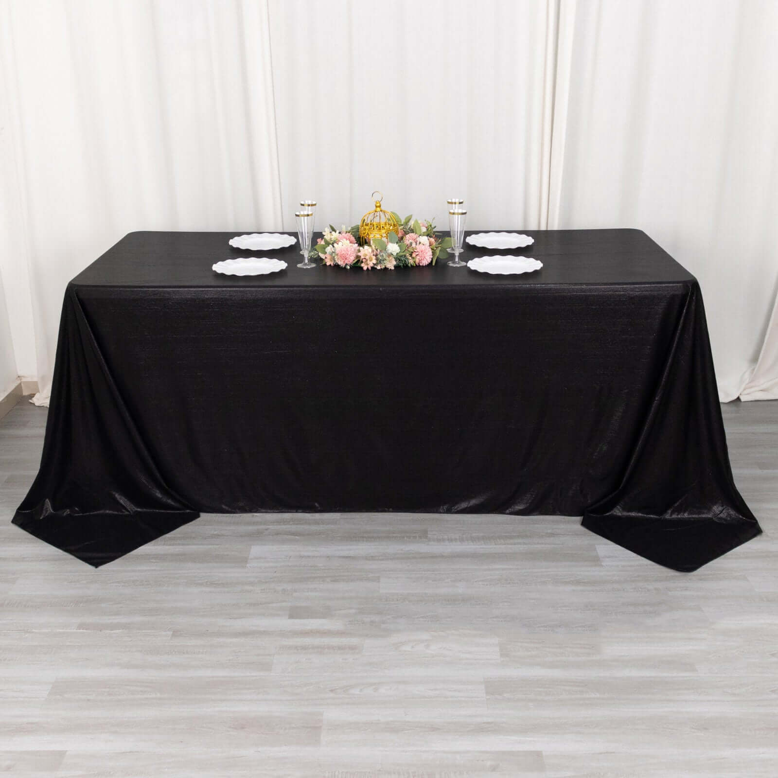 Sequin Dots Polyester 90"x132" Rectangle Tablecloth Shimmering Black - Seamless, Glittering & Wrinkle Free Table Cover