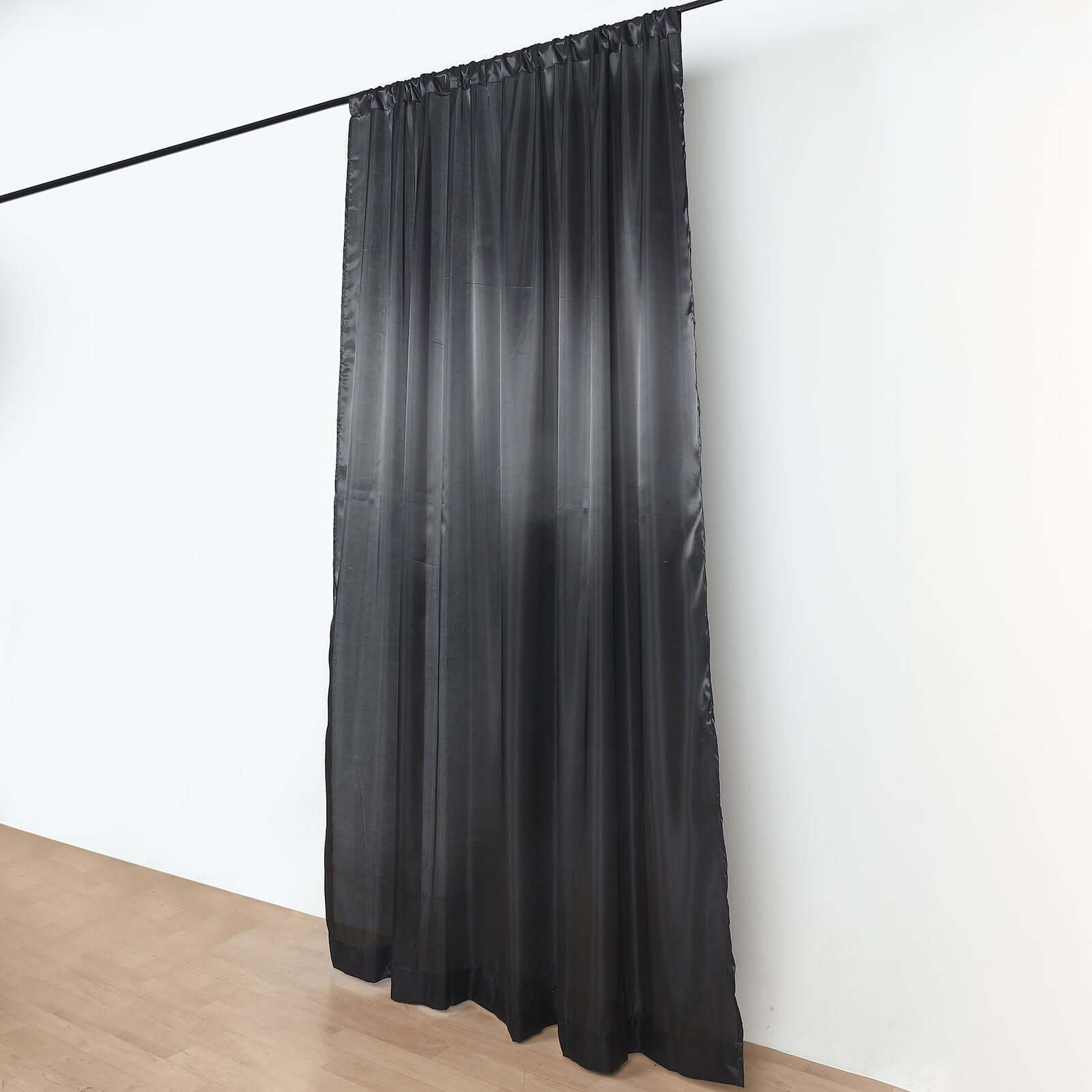 8ftx10ft Black Satin Event Curtain Drapes, Backdrop Event Panel