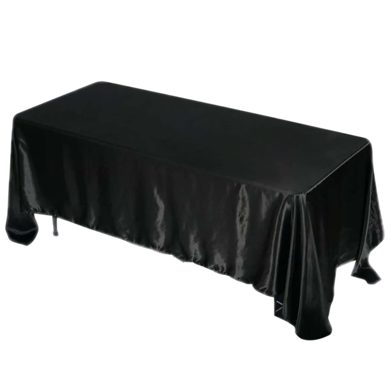 Satin Rectangular 72"x120" Tablecloth Black - Smooth & Easy to Maintain Table Cover