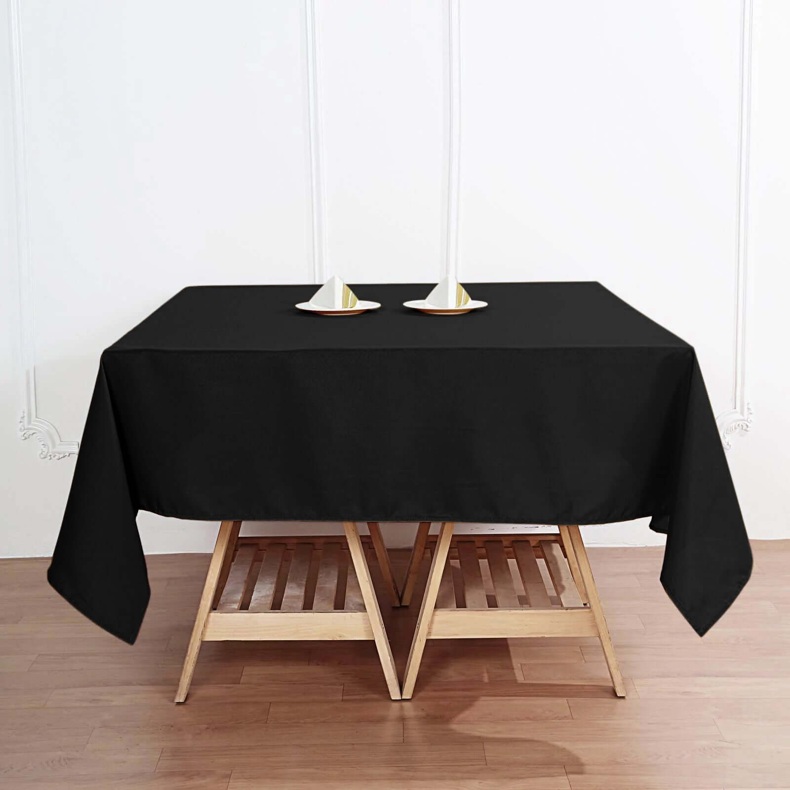 Premium Polyester Square Tablecloth 70"x70" Black 220GSM Wrinkle-Resistant Table Cover