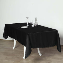 Satin Rectangular 60"x102" Tablecloth Black - Smooth and Lustrous Table Cover