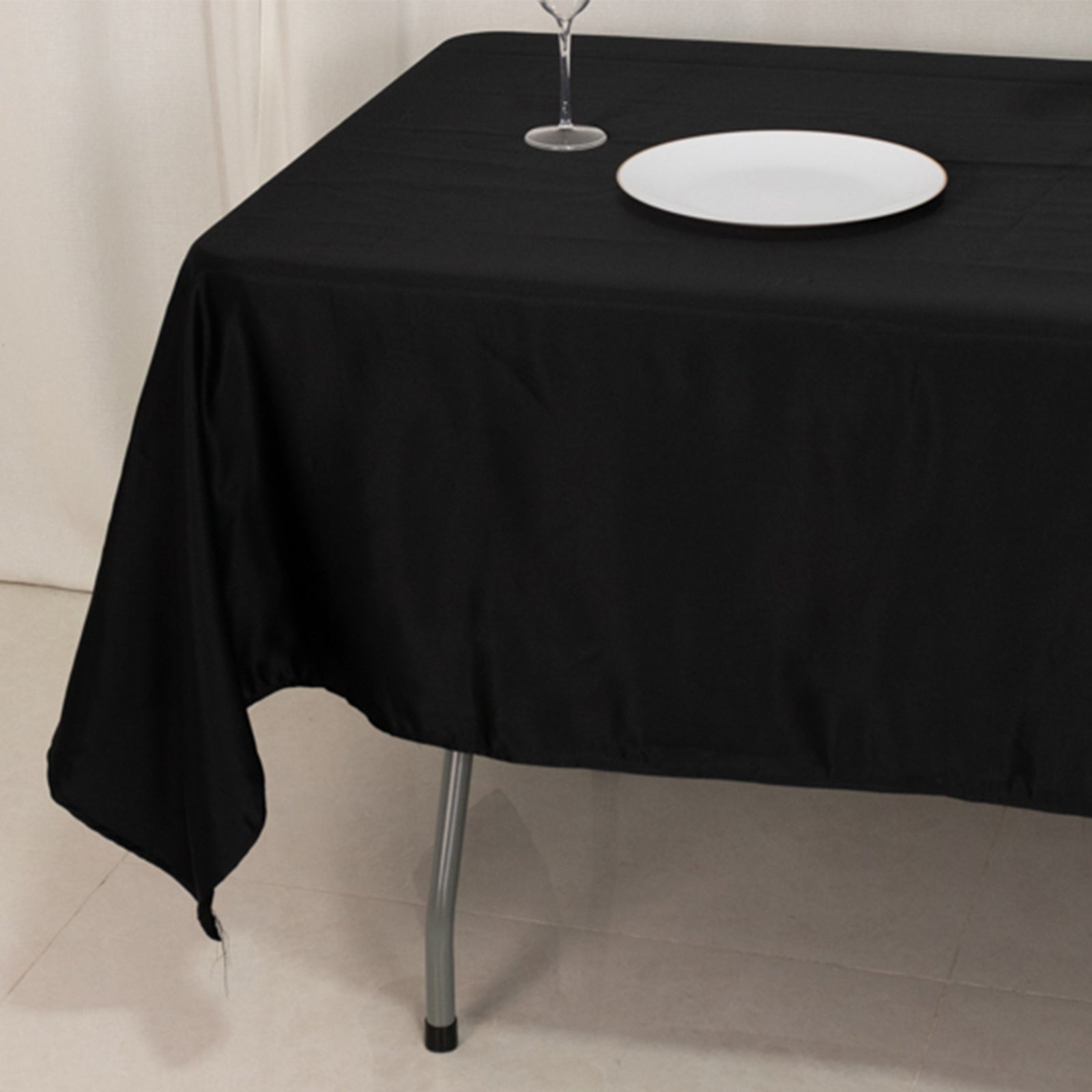 Lamour Satin 60"x102" Rectangle Tablecloth Black - Durable & Silky Soft Feel Table Cover for Weddings & Banquets