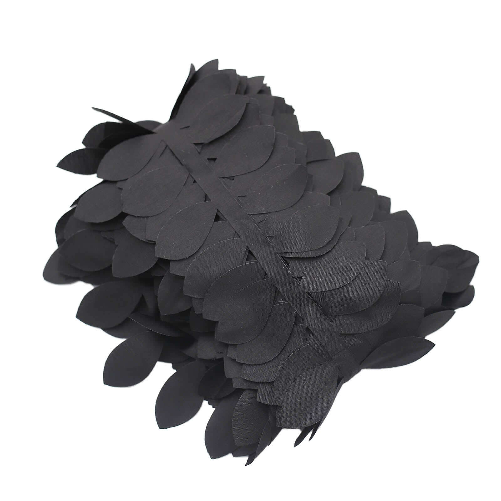Taffeta Ribbon Sash with 4" Leaf Petal Design Black 50ft - Sophisticated Artificial Fabric Garland for Events