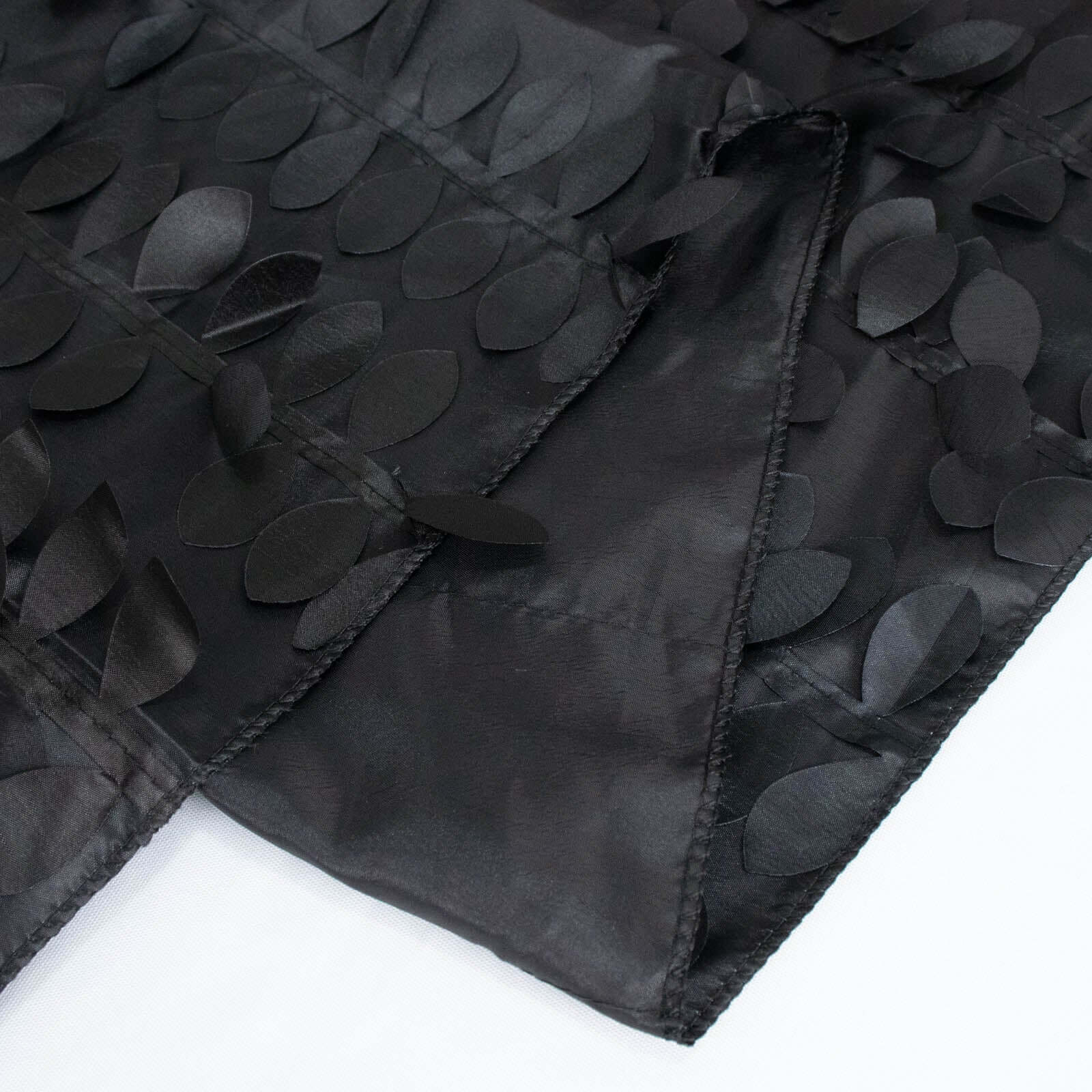 Taffeta 72"x72" Table Overlay Square Tablecloth Black - 3D Leaf Petal Table Cover