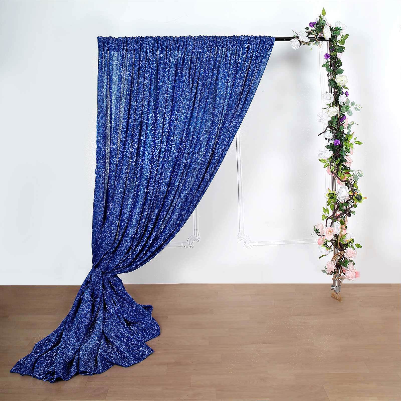 20ftx10ft Royal Blue Metallic Shimmer Tinsel Event Curtain Drapes, Backdrop Event Panel