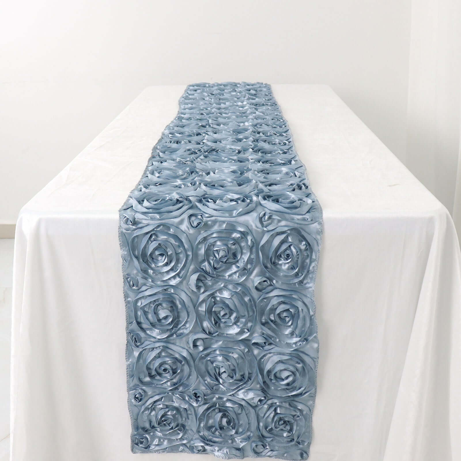 Rosette Satin 14"x108" Table Runner Dusty Blue - Grandiose Design