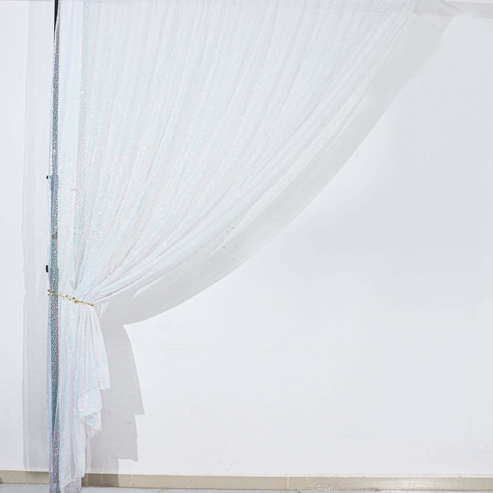 8ftx8ft Iridescent Blue Sequin Event Curtain Drapes, Backdrop Event Panel