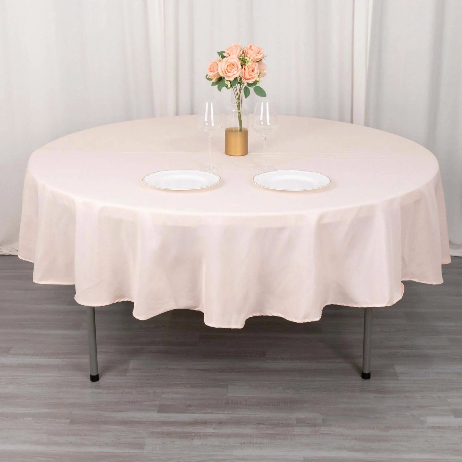 Premium Polyester 90" Round Tablecloth Blush - Stain and Wrinkle-Resistant Design with 220GSM Thickness Table Cover