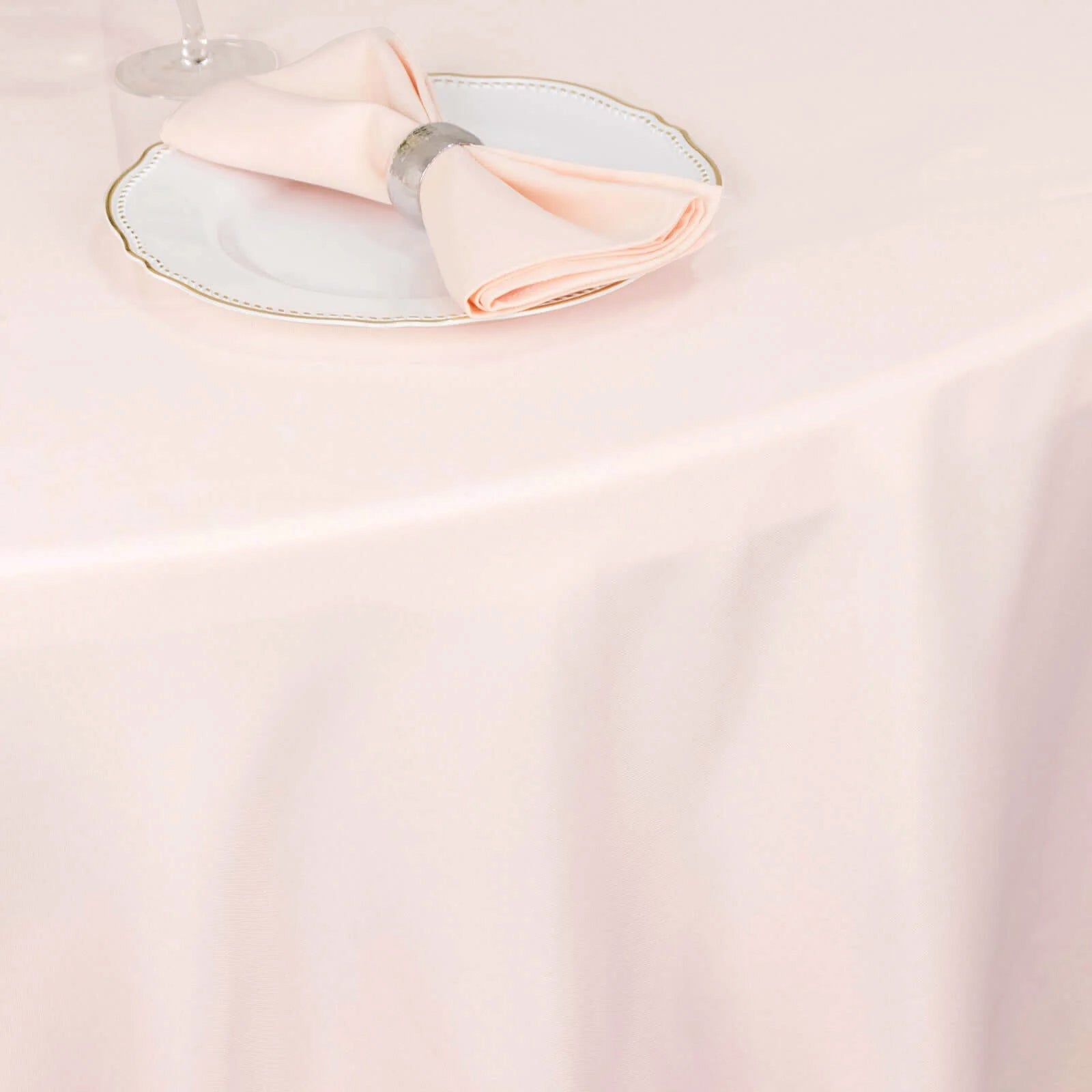 Premium Polyester 108" Round Tablecloth Blush - Wrinkle-Resistant 220GSM Table Cover