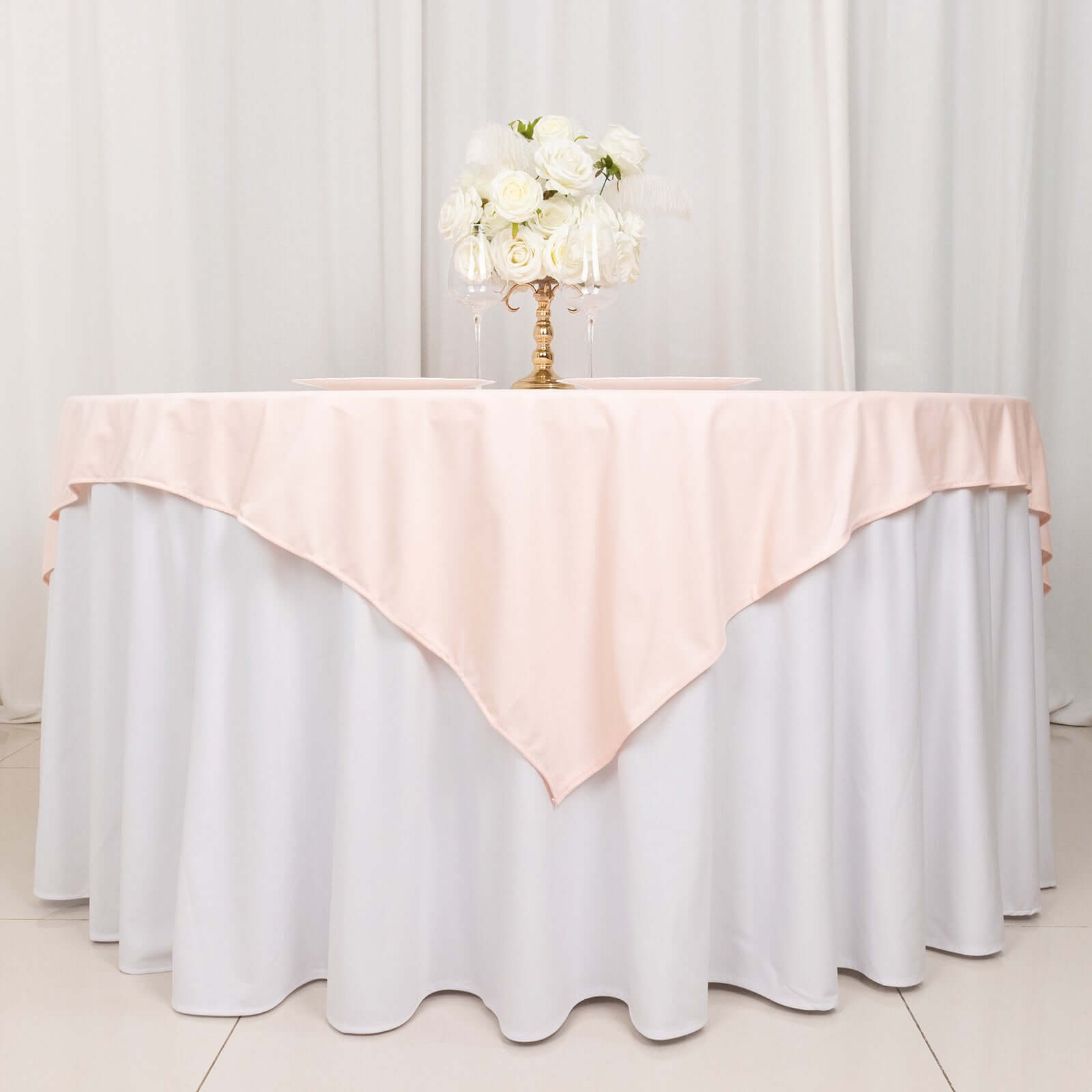 Scuba 70"x70" Table Overlay Square Tablecloth Blush - Wrinkle Free & Stain Resistant Table Cover