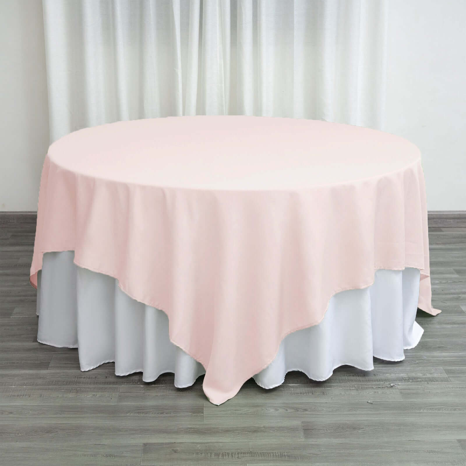 Polyester 90"x90" Table Overlay Square Tablecloth Blush - Wrinkle-Resistant & Durable Table Cover