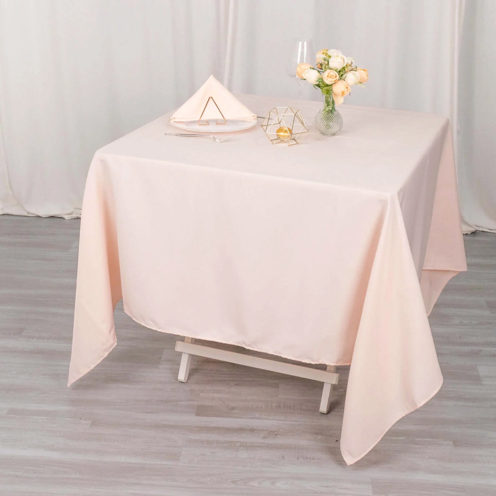Premium Polyester Square Tablecloth 70"x70" Blush 220GSM Wrinkle-Resistant Table Cover