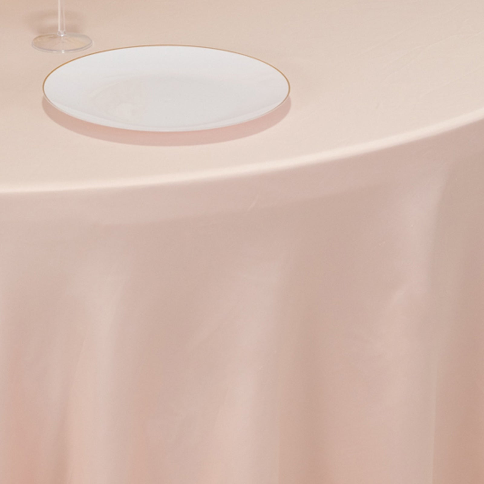 Lamour Satin 120" Round Tablecloth Blush - Seamless Table Cover with Soft Tempered Sheen