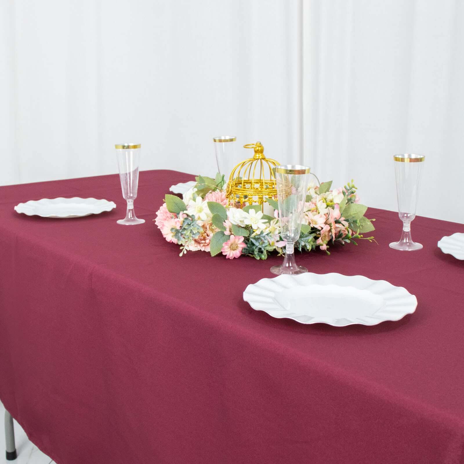 Premium Polyester 60"x102" Rectangle Tablecloth Burgundy - Durable 220GSM Wrinkle-Resistant Table Cover