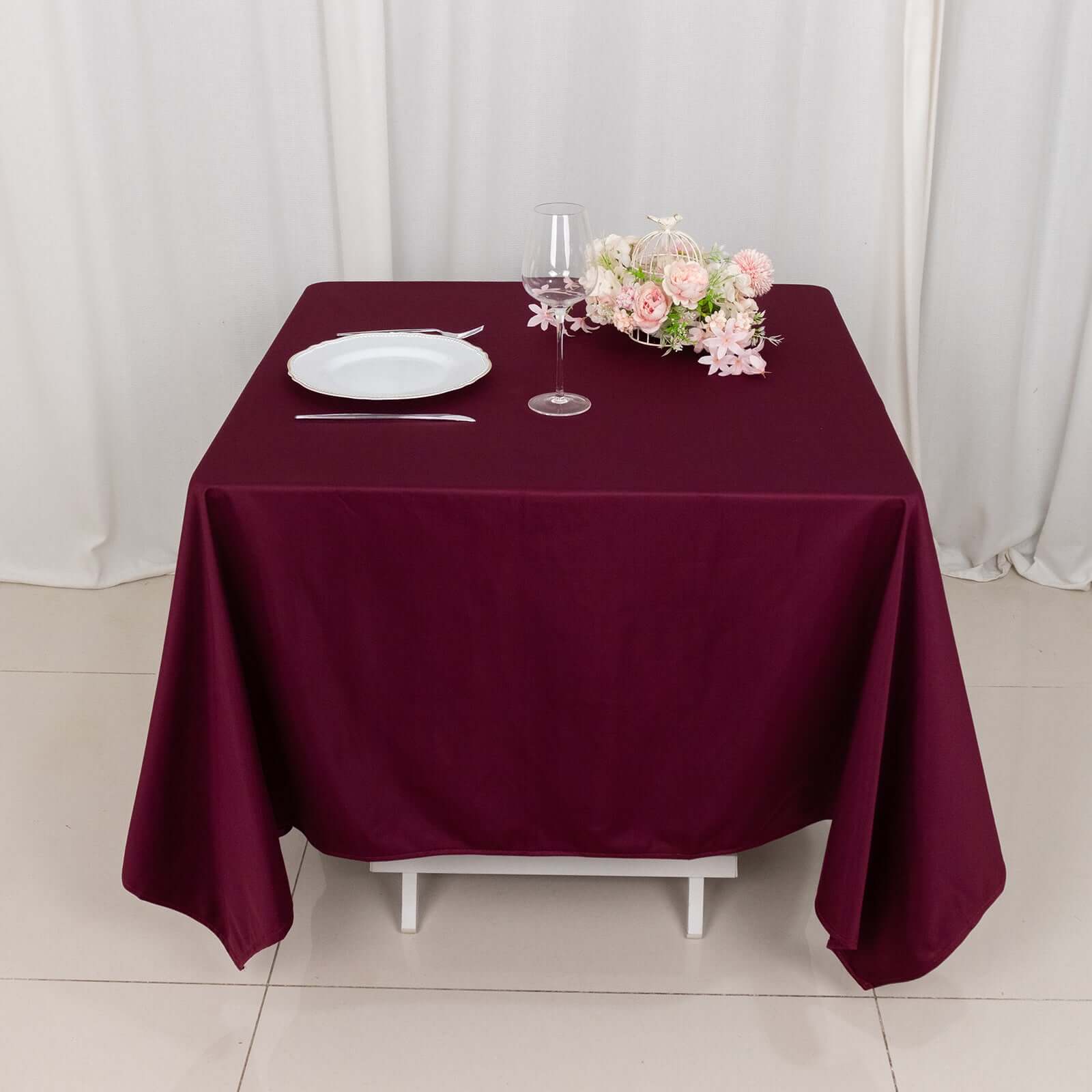 Scuba Square 70"x70" Tablecloth Burgundy - Wrinkle Free & Stain Resistant Table Cover