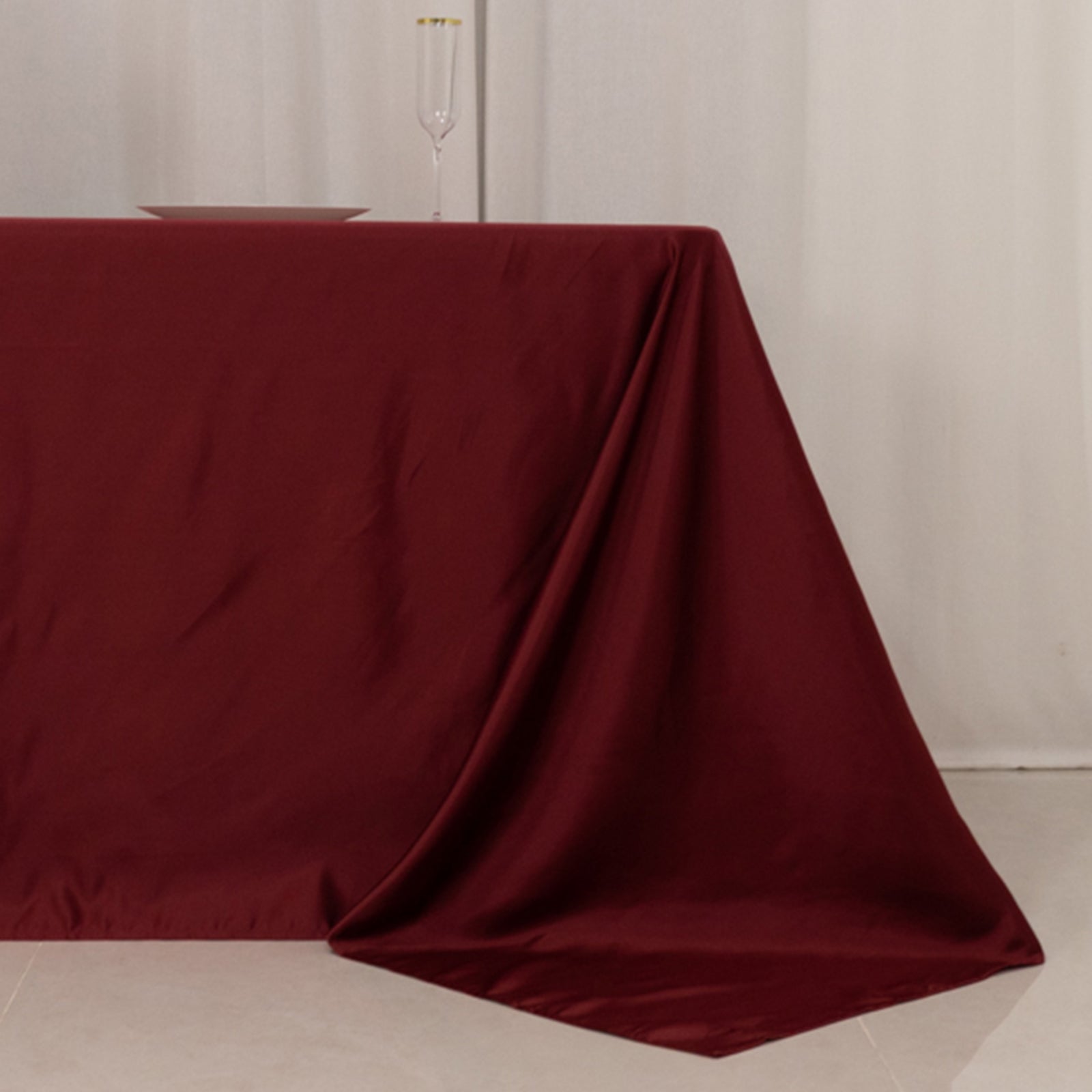 Lamour Satin 90"x156" Rectangle Tablecloth Burgundy - Luxurious, Soft Seamless Table Cover