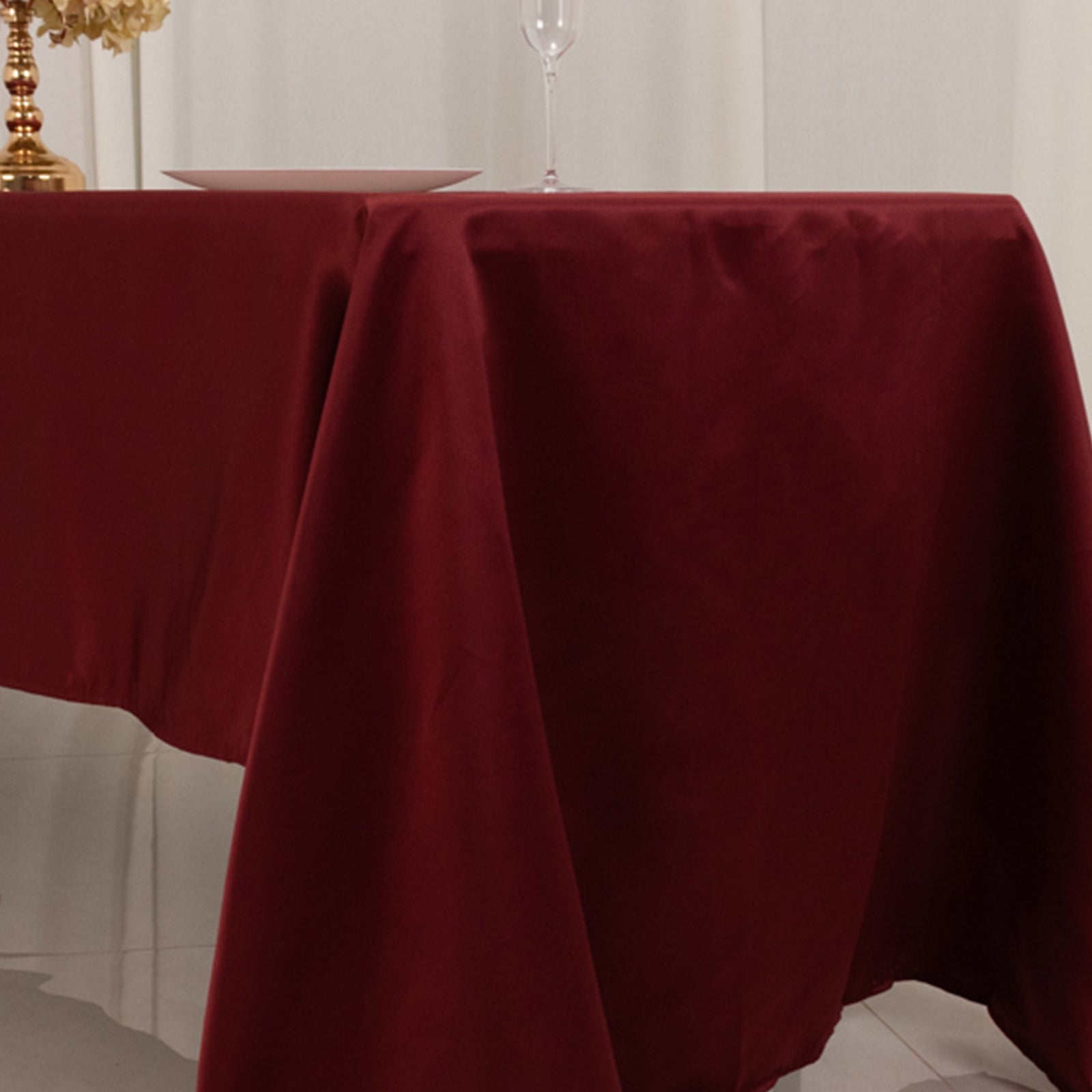 Lamour Satin 60"x126" Rectangle Tablecloth Burgundy - Soft & Silk-Like Table Cover