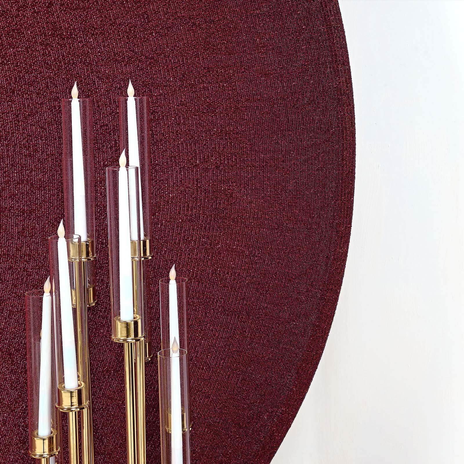 7.5ft Burgundy Metallic Shimmer Tinsel Spandex Round Wedding Arch Cover, 2-Sided Photo Backdrop