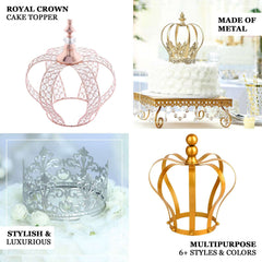Metal Royal Crown Cake Topper 8" Gold Fleur-De-Lis Top - Refined Cake Centerpiece Decoration for Upscale & Royal-Themed Events