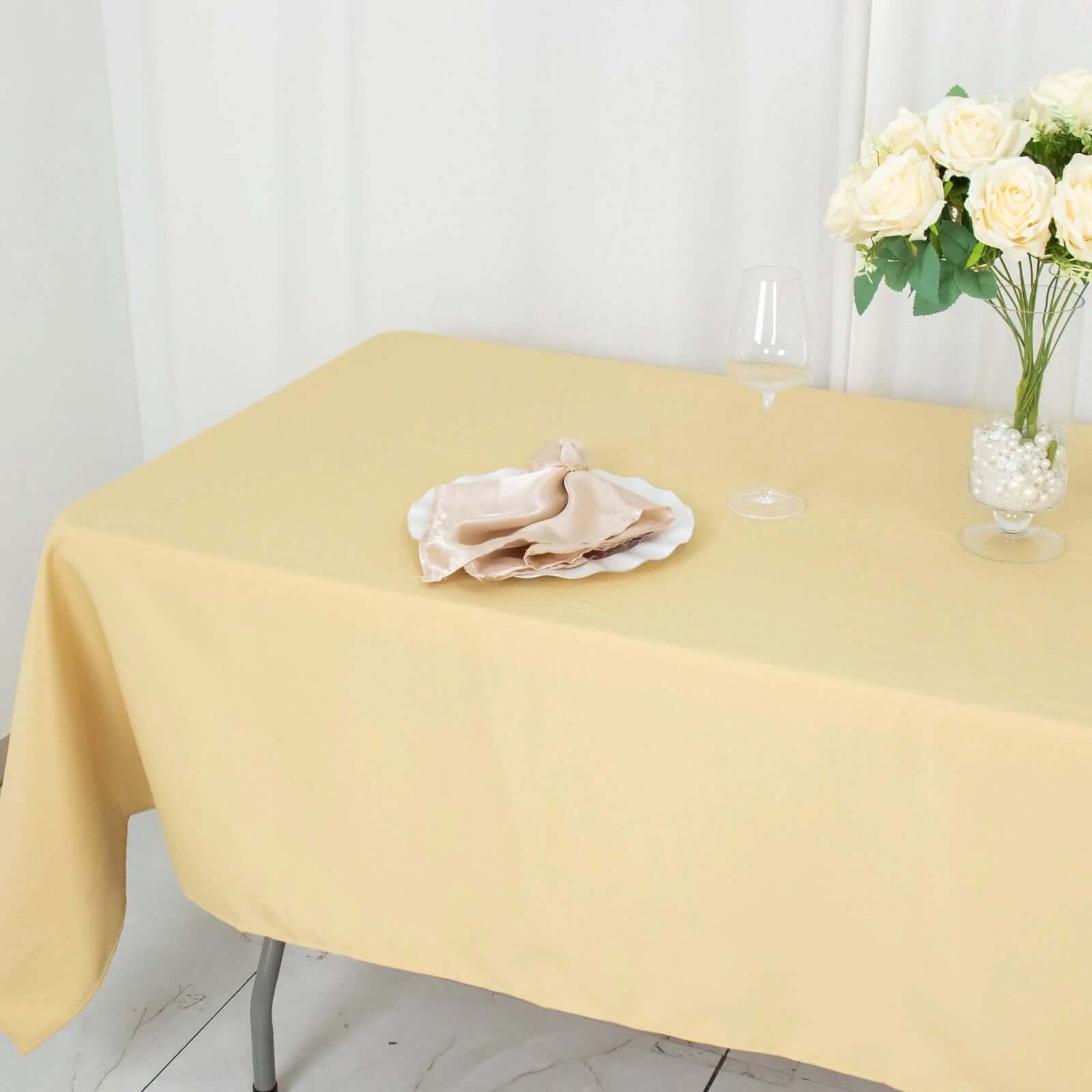 Premium Polyester 60"x102" Rectangle Tablecloth Champagne - Durable 220GSM Wrinkle-Resistant Table Cover