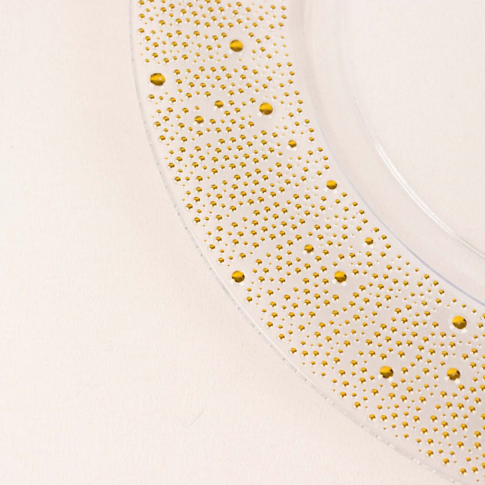 6-Pack Plastic Round Charger Plates 13" in Clear with Gold Pearl Beaded Rim, Upscale Dinner Serving Plates
