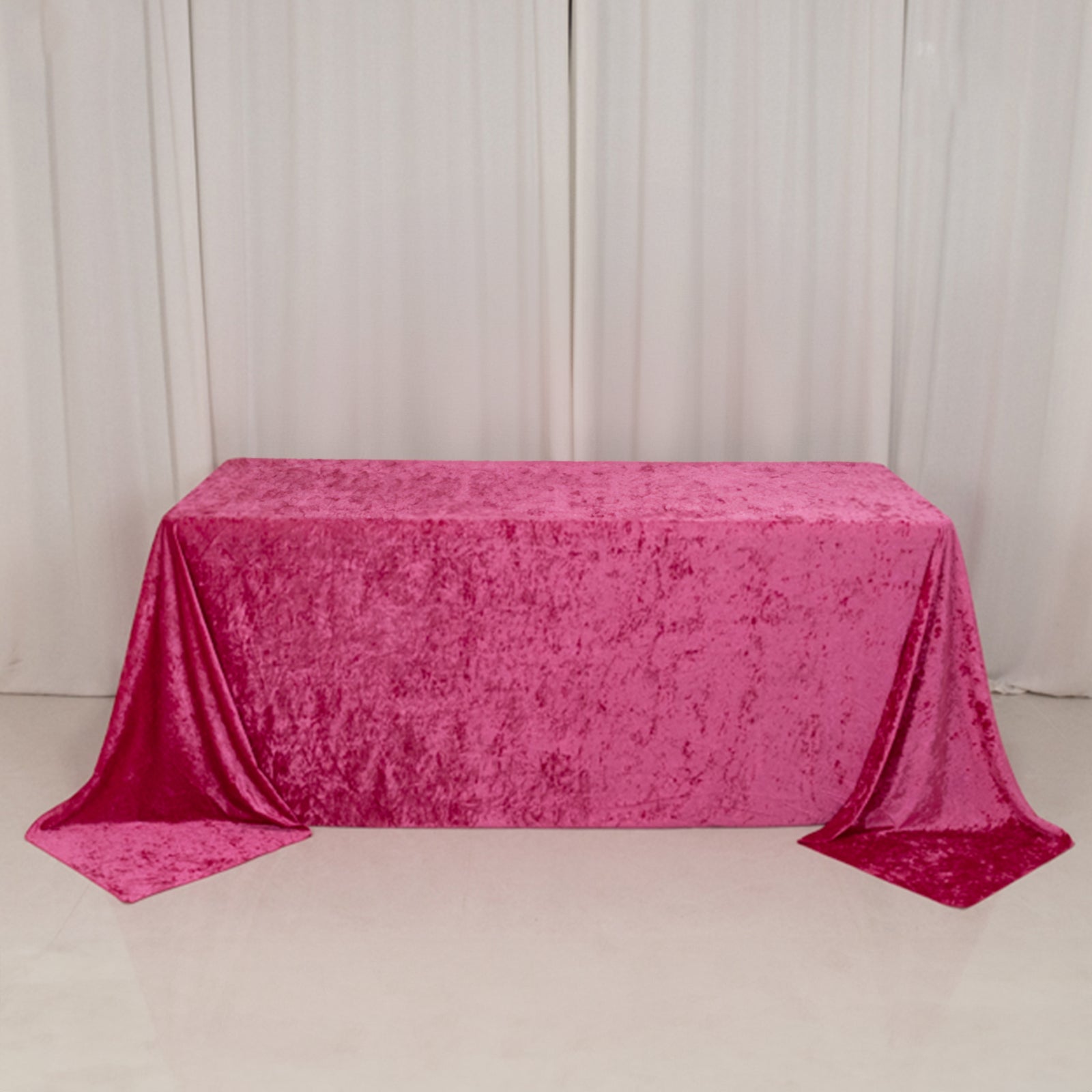 Premium Crushed Velvet 90"x132" Rectangle Tablecloth Fuchsia - Reusable Soft & Seamless Table Cover