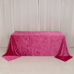 Premium Crushed Velvet 90"x132" Rectangle Tablecloth Fuchsia - Reusable Soft & Seamless Table Cover