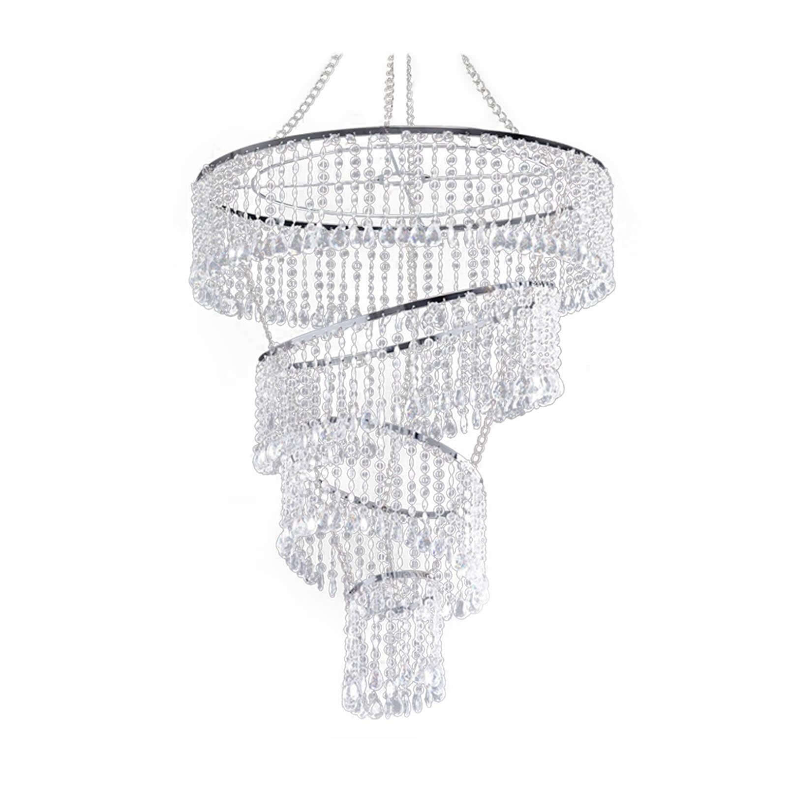 24" 4-Tier Acrylic Diamond Crystal Chandelier Hanging Pendant Lighting Chandelier