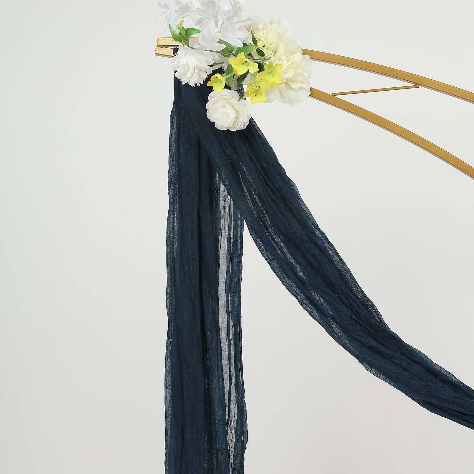 20ft Navy Blue Gauze Cheesecloth Fabric Wedding Arch Drapery, Window Scarf Valance, Boho Decor Arbor Curtain Panel