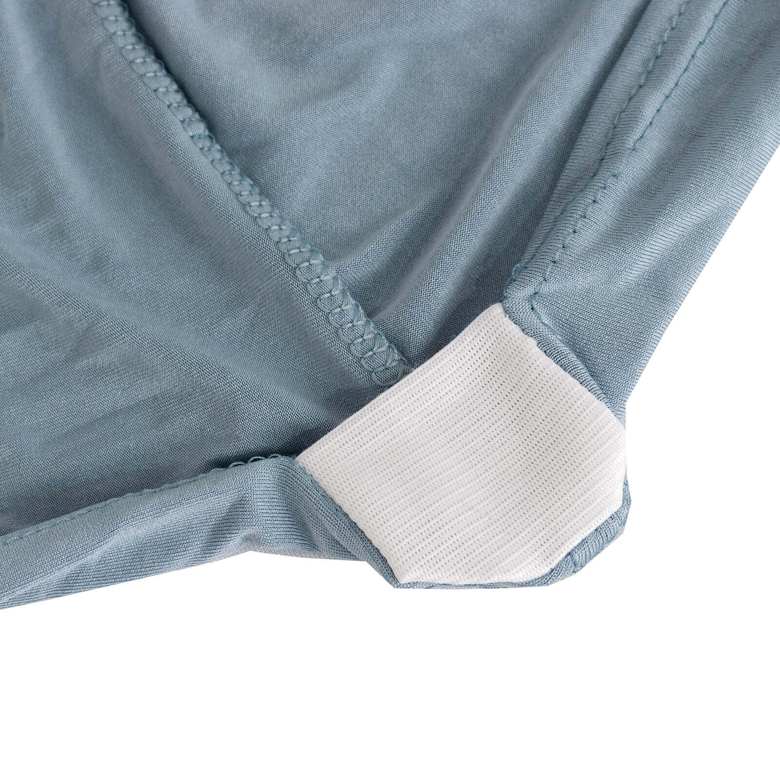 Spandex Chair Cover with Silver Rhinestone Buckled Sash Band Dusty Blue - Stretch Fitted Slipcover