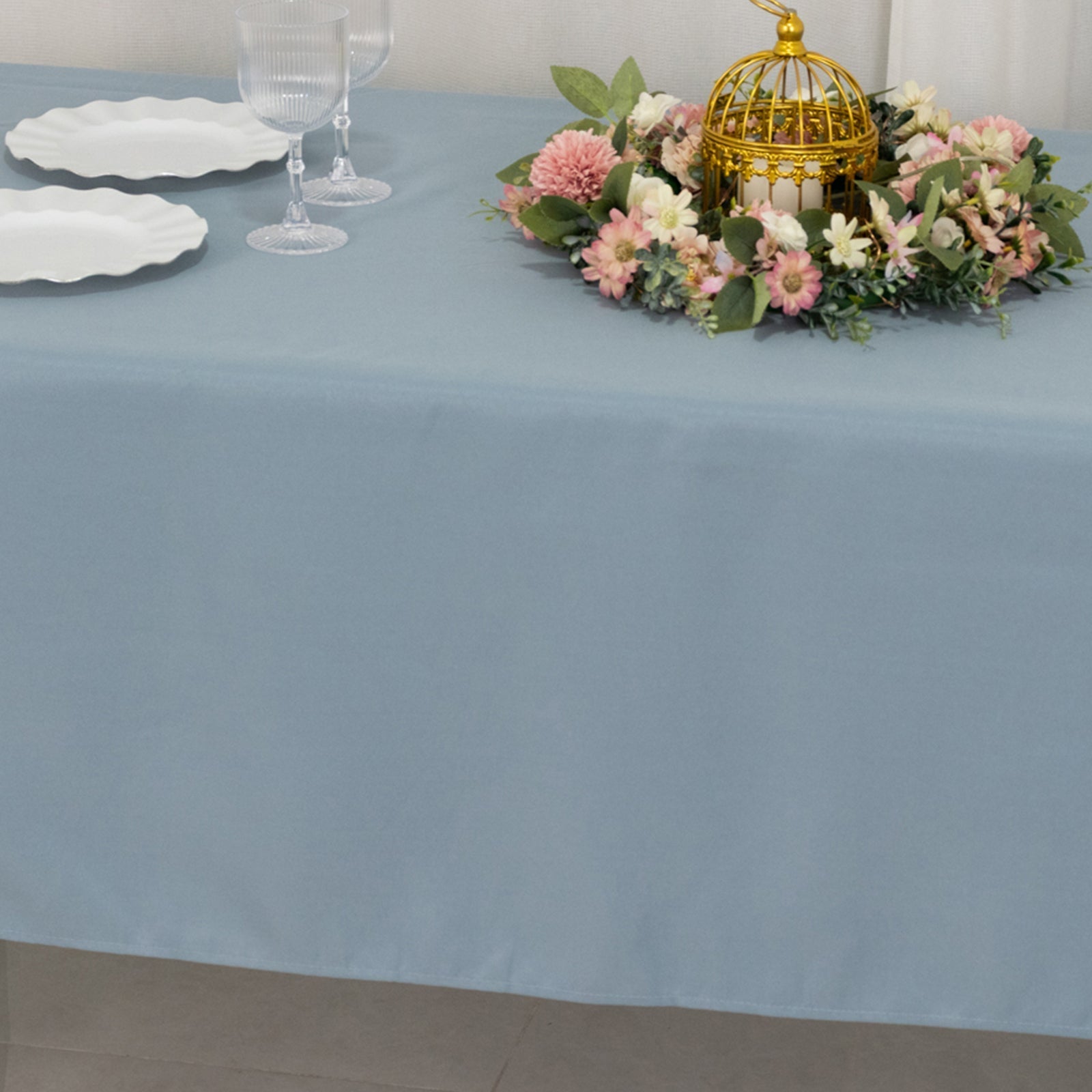 Premium Polyester 60"x102" Rectangle Tablecloth Dusty Blue - Durable 220GSM Wrinkle-Resistant Table Cover
