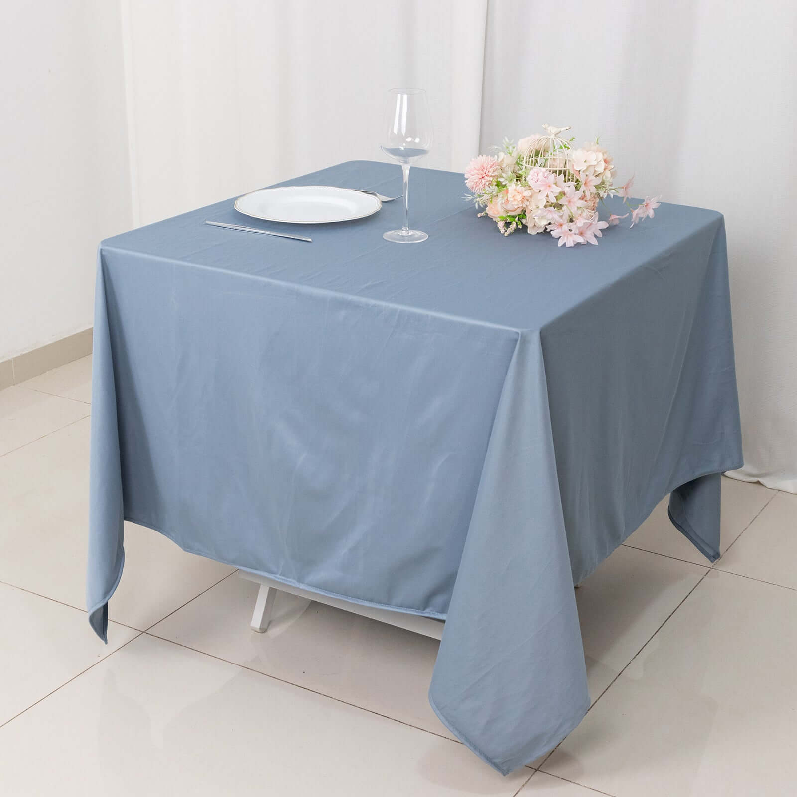 Scuba Square 70"x70" Tablecloth Dusty Blue - Wrinkle Free & Stain Resistant Table Cover