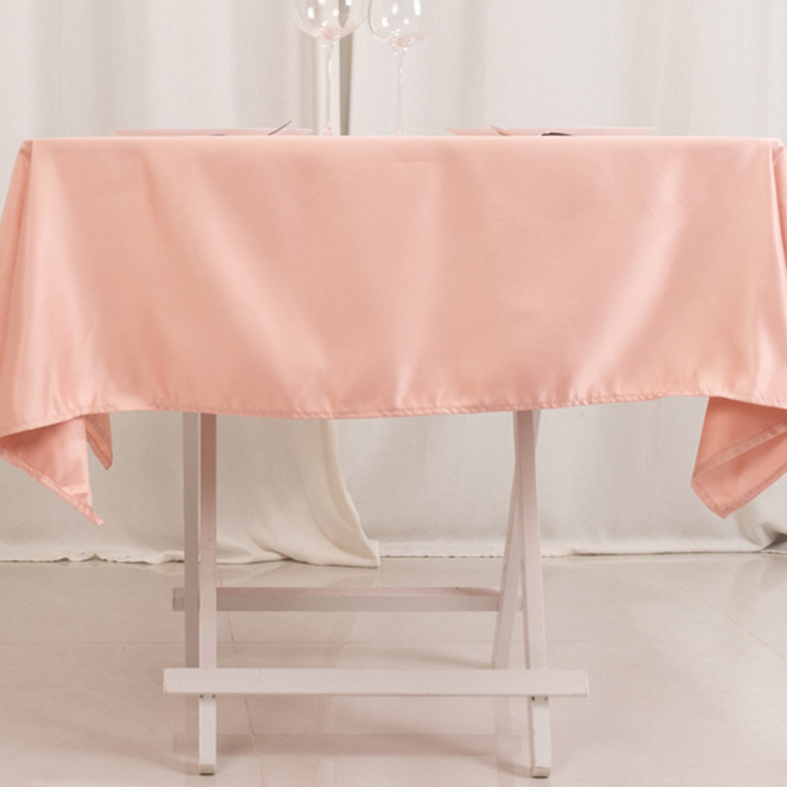 Lamour Satin 54"x54" Square Tablecloth Dusty Rose - Durable & Silk-Like Table Cover