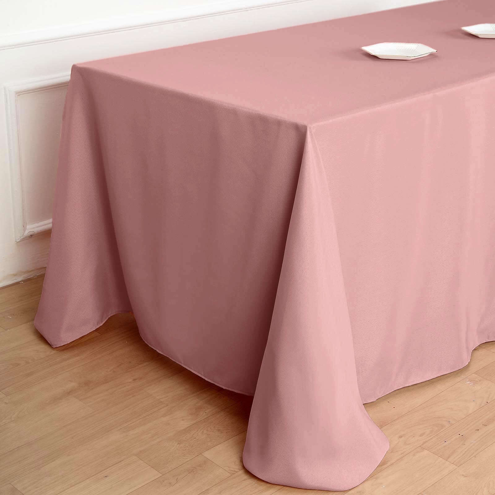Polyester 90"x156" Rectangle Tablecloth Dusty Rose - Seamless Wrinkle-Resistant Table Cover