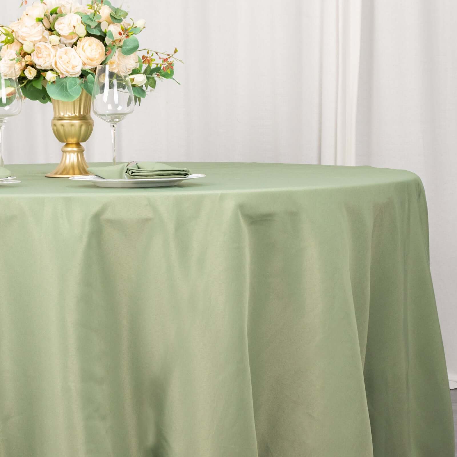 Polyester 90" Round Tablecloth Dusty Sage Green - Stain & Wrinkle-Resistant Table Cover