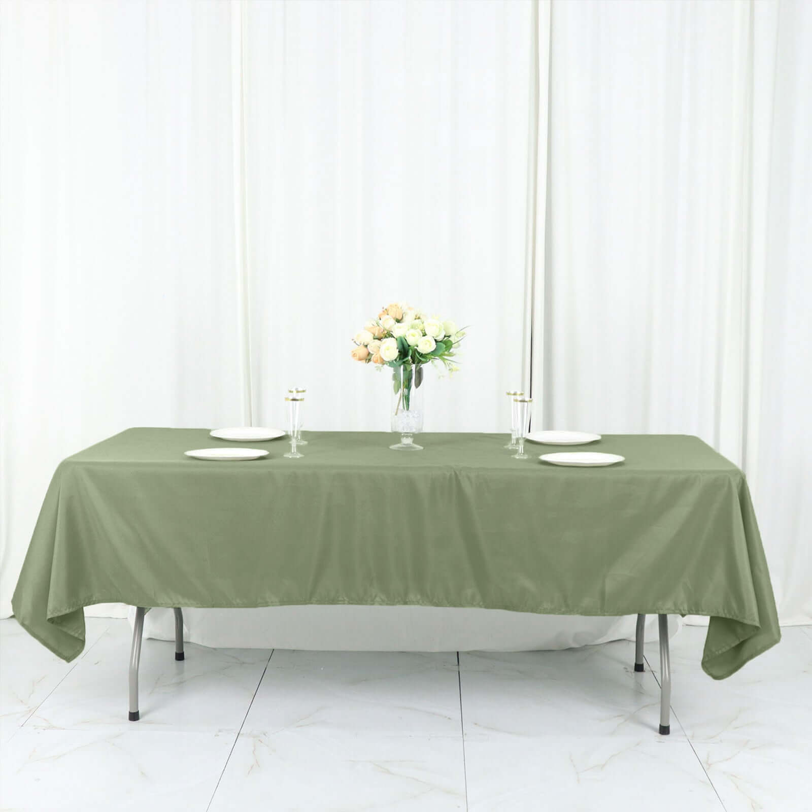 Polyester 60"x126" Rectangle Tablecloth Dusty Sage Green - Wrinkle-Resistant Table Cover