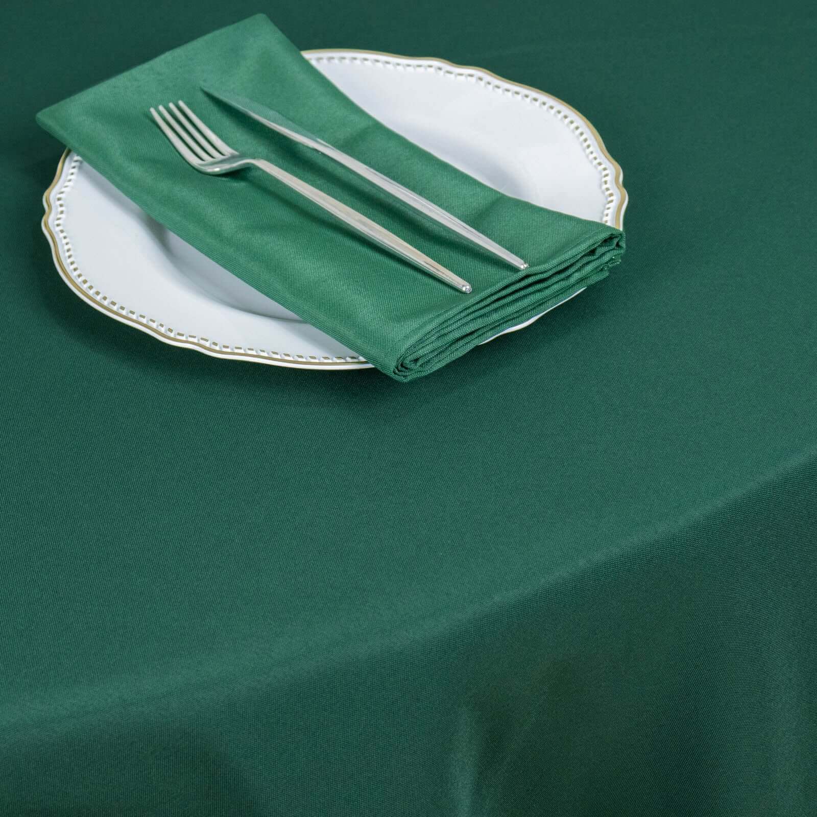 Premium Polyester 90" Round Tablecloth Hunter Emerald Green - Stain and Wrinkle-Resistant Design with 220GSM Thickness Table Cover